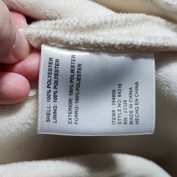 Kristen Blake White Fleece Full Zip Jacket Pockets Waist Cinching Toggles Large - Picture 8 of 9